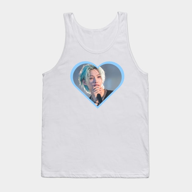 Kpop Stray Kids Felix Blue Heart Tank Top by StarBunnyDesigns